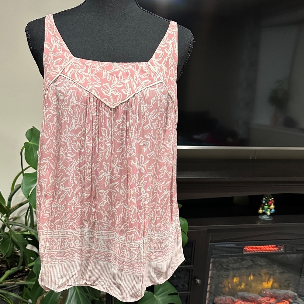 *MAEVE* Pink x White Floral Sleeveless Babydoll Blouse Top